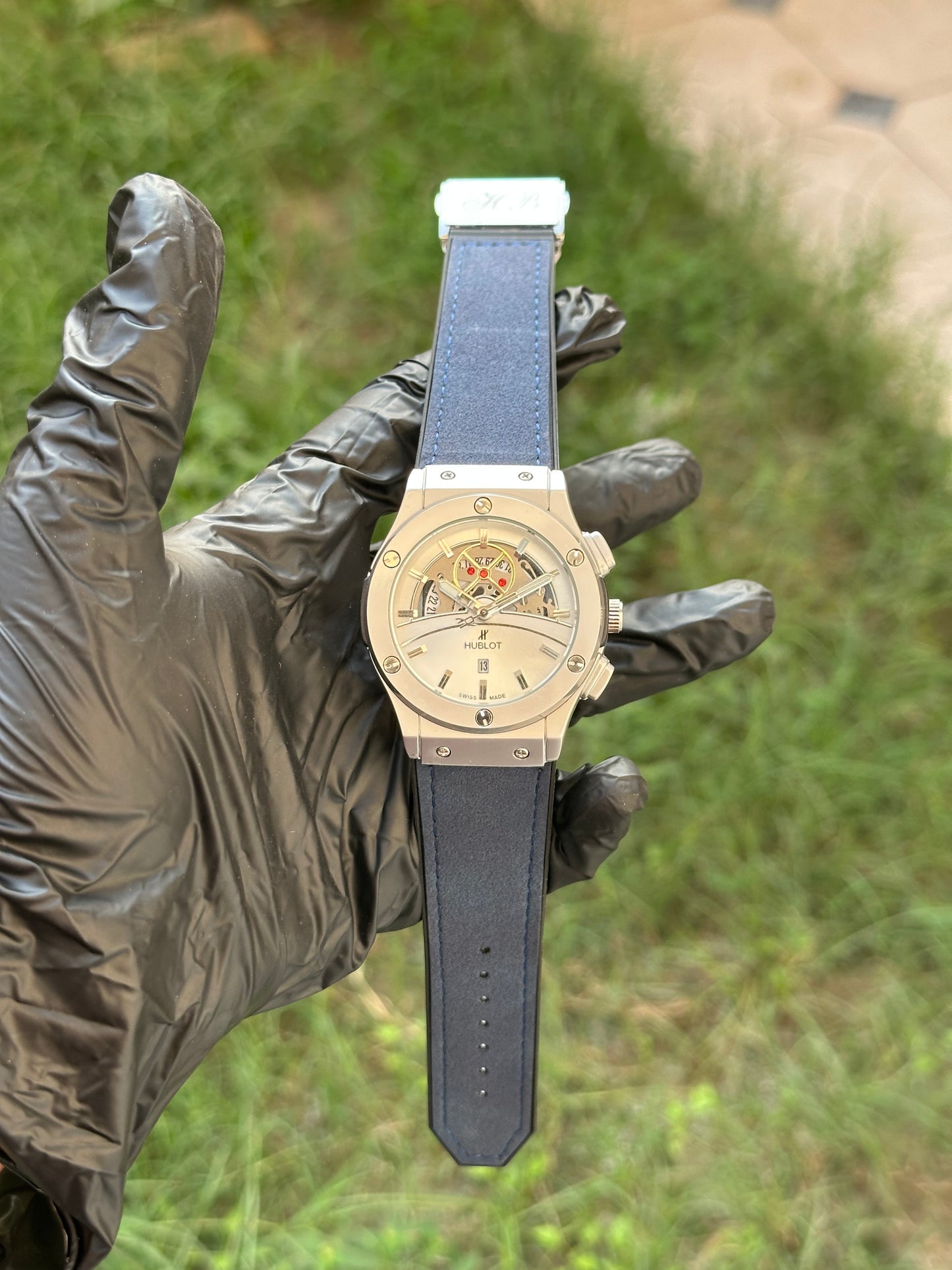Midnight Blue Fusion HB Series - Silver Sunray Dial - Hybrid Leather Strap