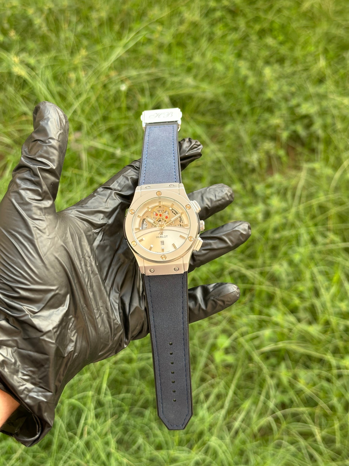 Midnight Blue Fusion HB Series - Silver Sunray Dial - Hybrid Leather Strap